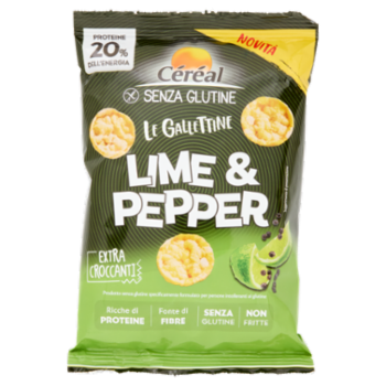 Céréal Senza Glutine Le Gallettine Gusto Lime & Pepper, Ricche Di Proteine, Fonte Di Fibre - 60g