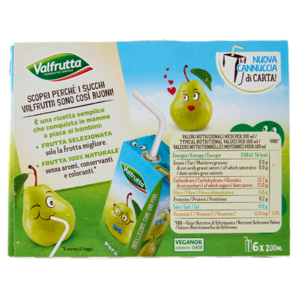 Valfrutta Pera Italina Succo e polpa di frutta 6 x 200 ml