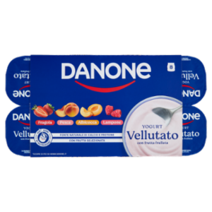 DANONE Yogurt Vellutato Con Frutta Frullata, Fonte Naturale Di Calcio e Proteine, 8x115g