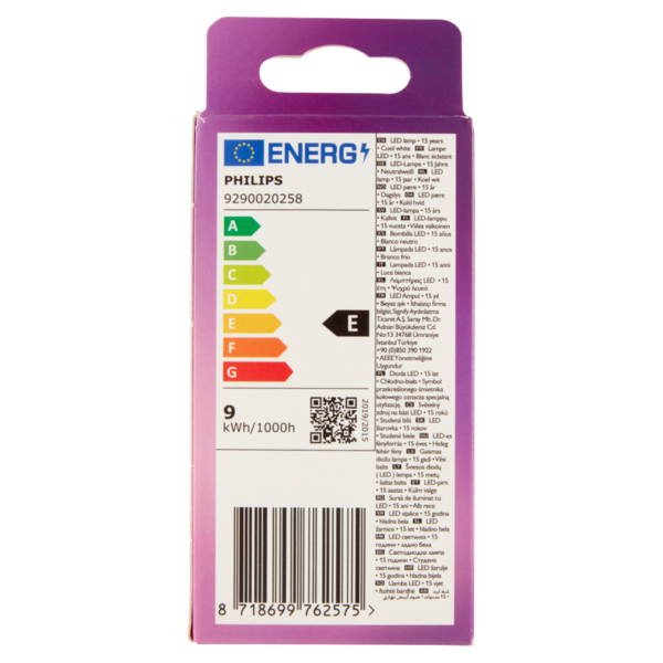 Philips Led goccia vetro 75W E27 4000K non dim