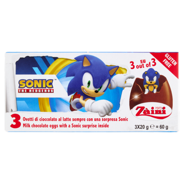 Zàini Ovetti di cioccolato al latte Sonic the Hedgehog 3 x 20 g