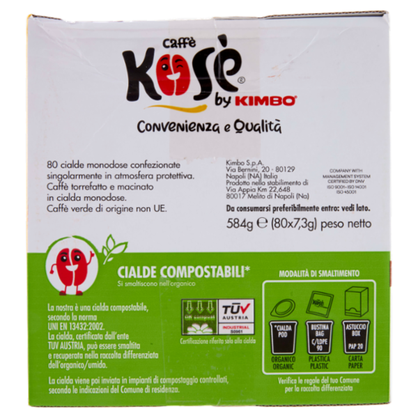 caffè Kosè Deciso Cialde Compostabili* 80 x 7,3 g