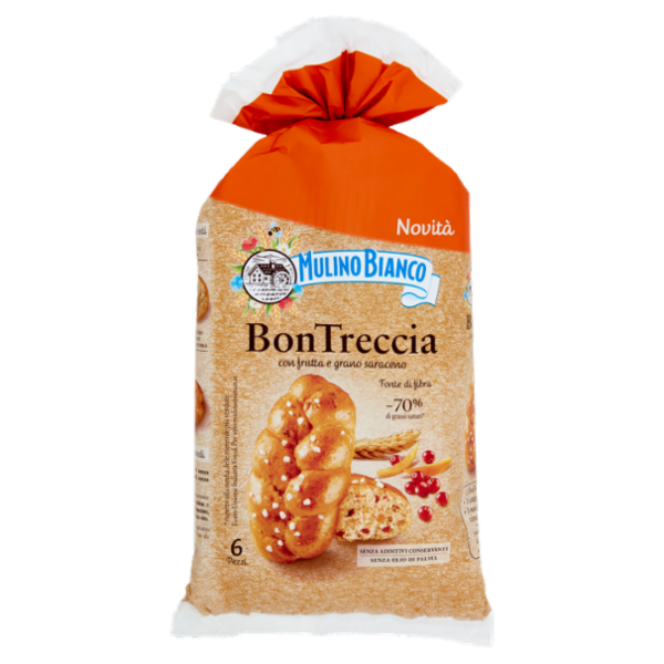Mulino Bianco BonTreccia Merenda con Frutta e Grano Saraceno Fonte di Fibra 6 pezzi 225g