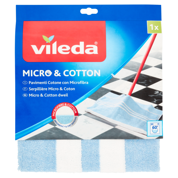 Vileda Panno pavimenti in Cotone + MF, ideale per rimuovere anche lo sporco più difficile 1 pz