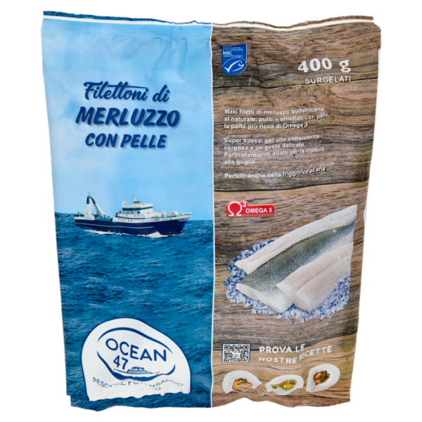 Ocean 47 Filettoni di Merluzzo con Pelle Surgelati 400 g