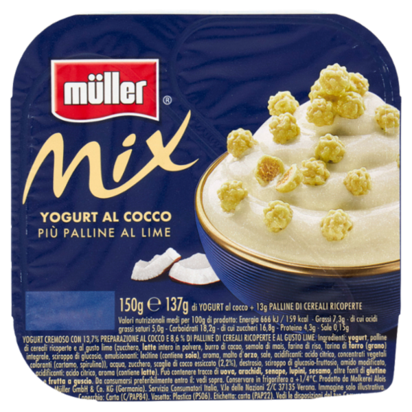 müller Mix Yogurt al Cocco Più Palline al Lime 150 g