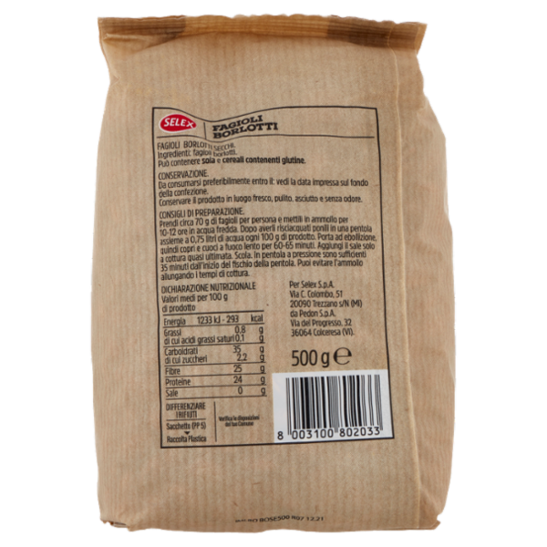Selex Legumi Secchi Fagioli Borlotti 500 g