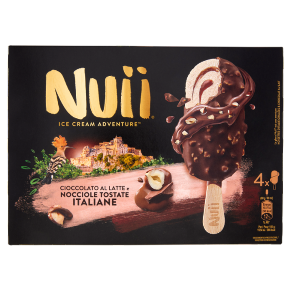 NUII Cioccolato al Latte e Nocciole Tostate Italiane 4x68g