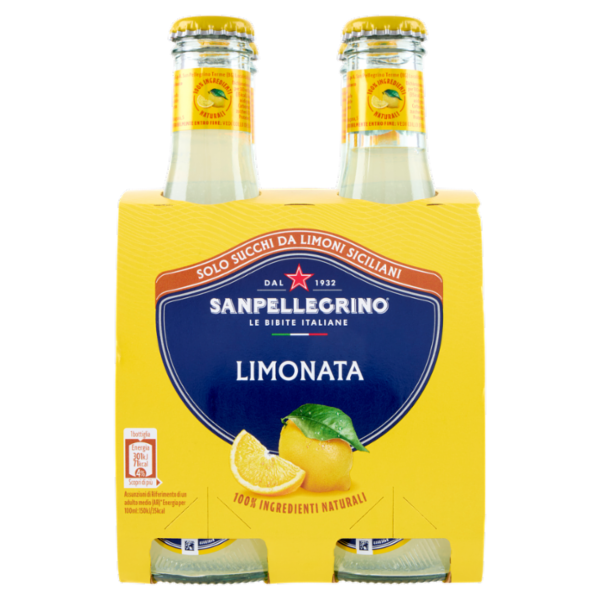 BIBITE SANPELLEGRINO, Bevande Gassate, Naturali, Limonata, Vetro 4x20cl