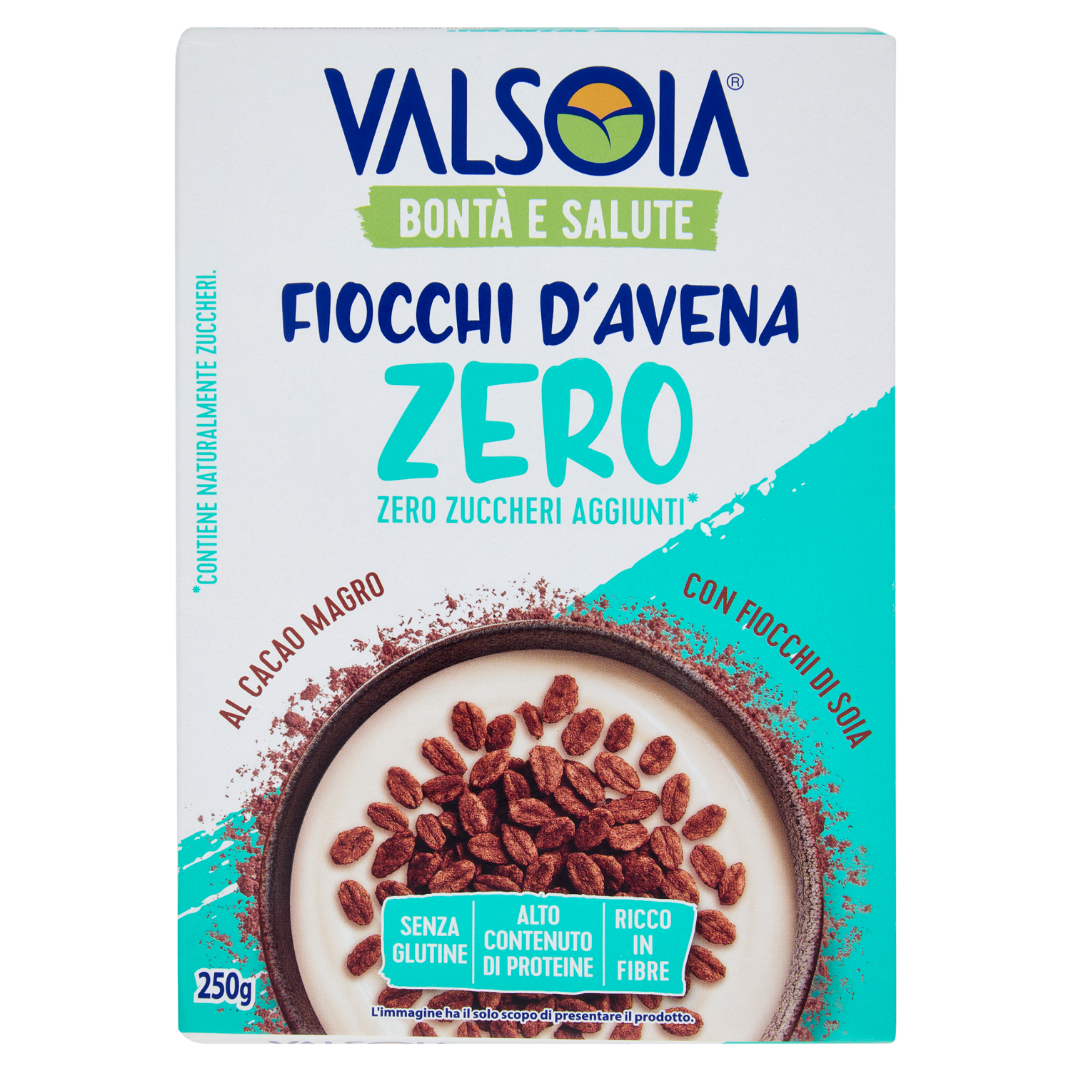 Valsoia Bontà e Salute Fiocchi d'Avena al Cacao Magro Zero Zuccheri 250 g - Valsoia Bonta E Salute