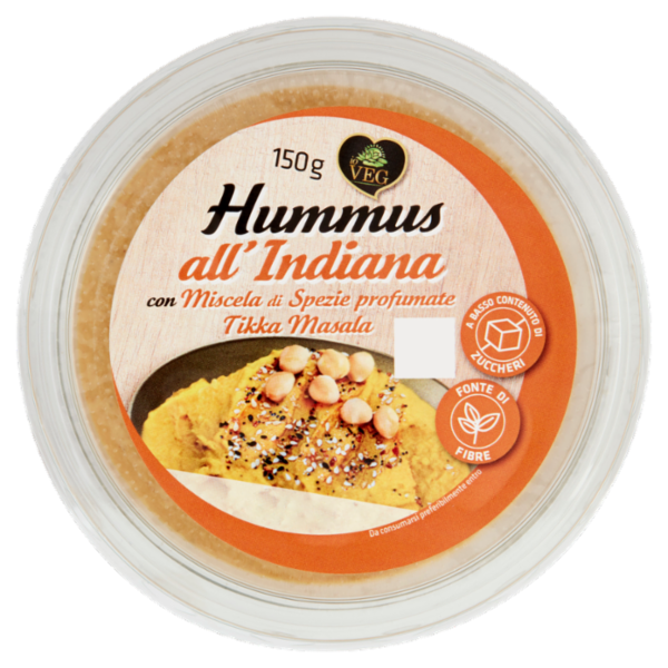 io VEG Hummus all'Indiana con Miscela di Spezie profumate Tikka Masala 150 g