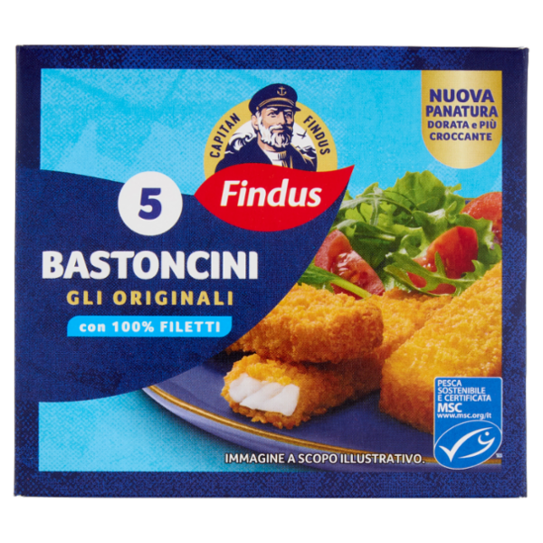 Capitan Findus 5 Bastoncini con 100% Filetti di Merluzzo 125 g