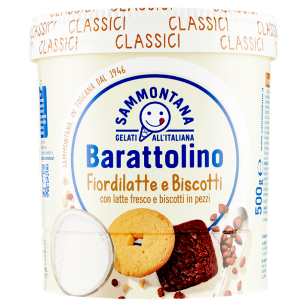Sammontana Barattolino Classici Fiordilatte e Biscotti 500 g