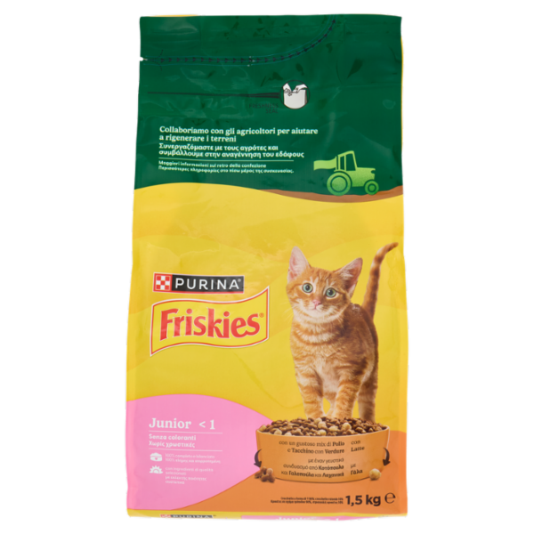PURINA FRISKIES Junior Pollo e Tacchino, con Latte e con Verdure 1,5kg