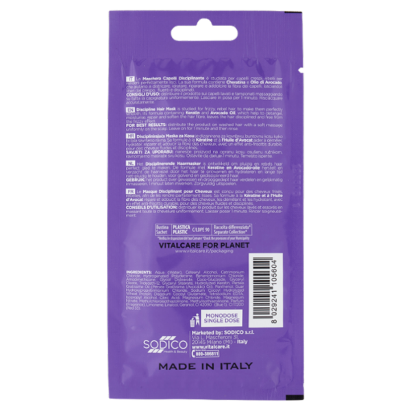 Vitalcare Professional Pro Liscio Maschera Capelli Disciplinante 25 ml