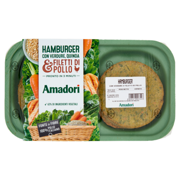 Amadori Hamburger con Verdure, Quinoa e Filetti di Pollo 0,190 kg
