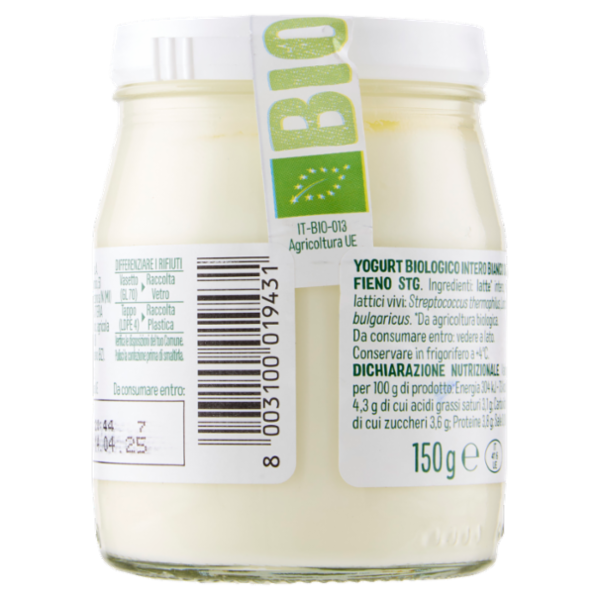 Selex Natura Chiama Yogurt Intero Bianco Biologico 150 g