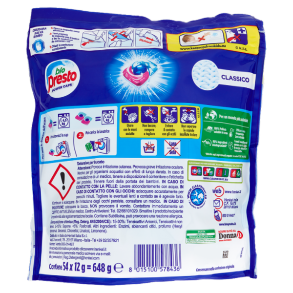 BIO PRESTO Power Caps Classico 54 Lavaggi 54 x 12 g