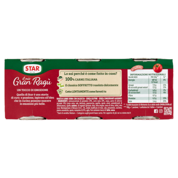 Star il mio Gran Ragù con Salsiccia 3 x 100 g