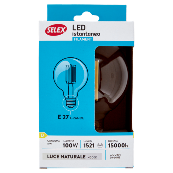 Selex Lampadina Led Filamento Sfera E27 11W