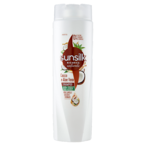 sunsilk Ricarica naturale Shampoo Cocco e Aloe Vera per Capelli Secchi e Sfibrati 250 mL
