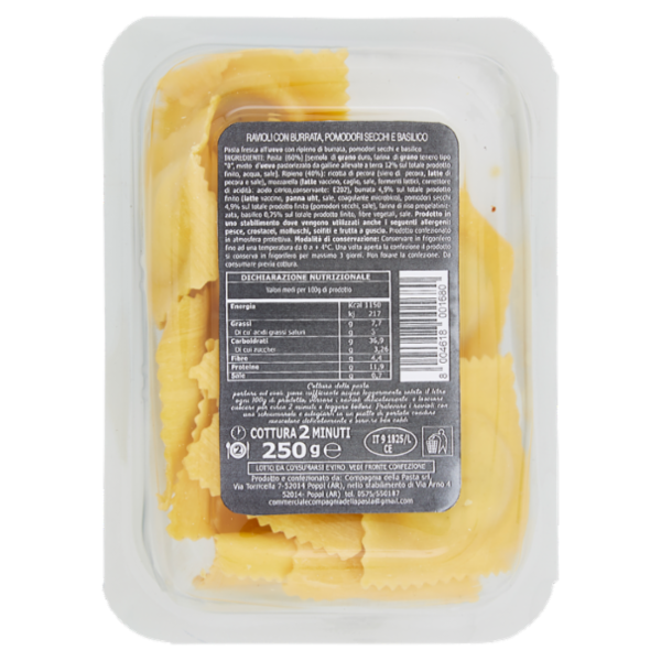Valentini Ravioloni Burrata, Pomodori secchi e Basilico 250 g