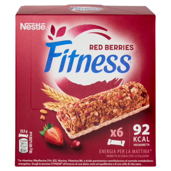 FITNESS Red Berries Barrette Cereali Integrali con Frutti Rossi 6 pezzi da 23,5g