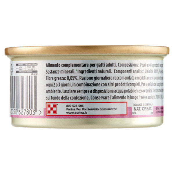 PURINA GOURMET Nature's Creations Ricco in Fiocchi di Tonnetto Naturale in Gelée e Pesce Bianco 70g
