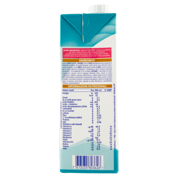 NESTLÉ NIDINA Optipro 3 da 12 mesi Latte di crescita liquido 1L