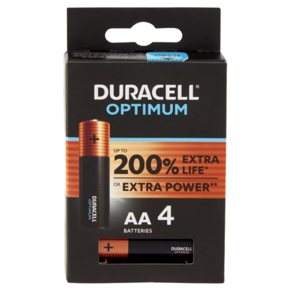 Duracell Optimum AA Batterie Stilo Alcaline 1.5 V LR06 MX1500 confezione da 4 Pile Duracell