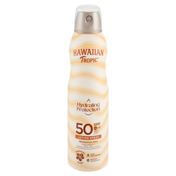 Hawaiian Tropic Hydrating Protection Lozione Solare Protettiva Spray Continuo SPF 50 Alta 220 mL