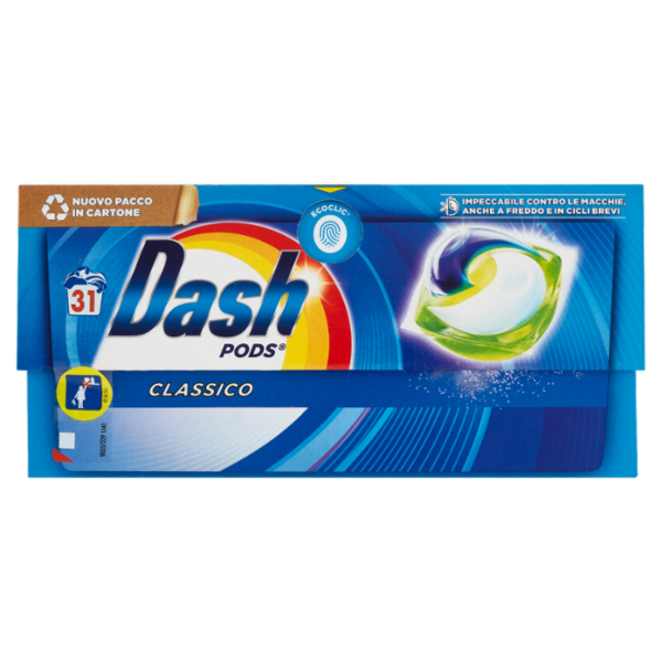 Dash Pods Detersivo Lavatrice In Capsule, Classico, 31 Lavaggi 604,5 g