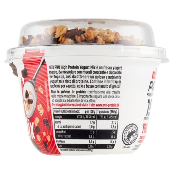 Milk Pro High Protein 15g Yogurt Bianco con Muesli e Fiocchi di Cioccolato 180 g
