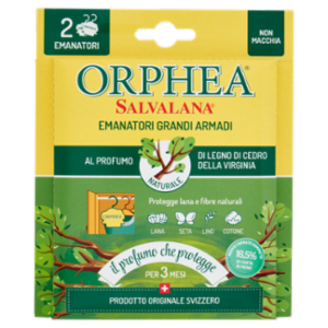 Orphea Salvalana Emanatori Grandi Armadi Al Profumo Naturale Di Legno Di Cedro 2 x 4,4 g