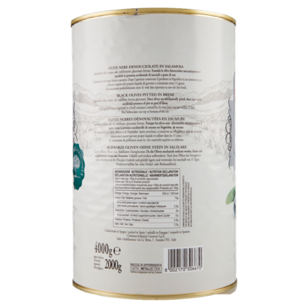 Coelsanus Olive Nere Denocciolate in salamoia 4000 g