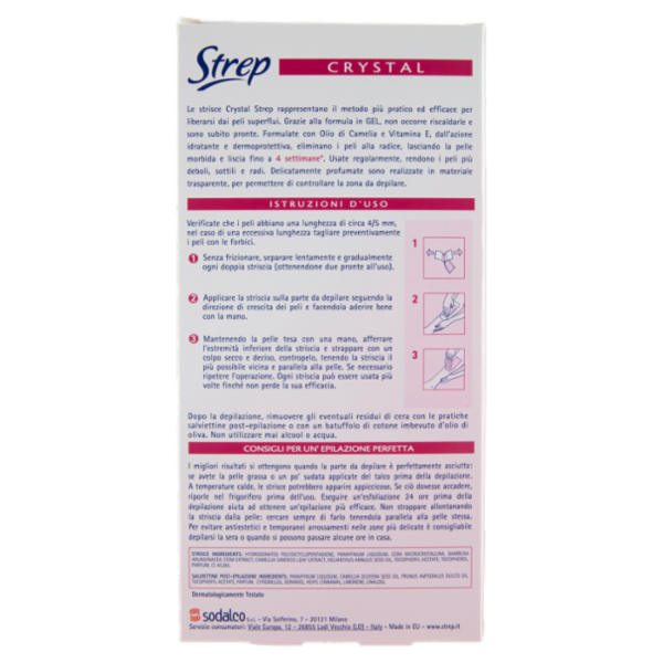 Strep Crystal Strisce Depilatorie Corpo 20 Strisce + 3 Salviettine