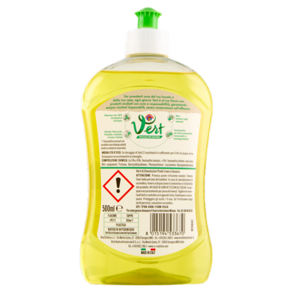 Vert di Chanteclair Ecodetergente Piatti Limone e Zenzero 500 ml