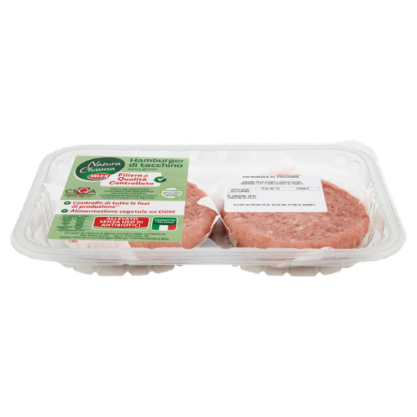 Selex Natura Chiama Hamburger di Tacchino Allevato Senza Antibiotici Senza Glutine 204 g