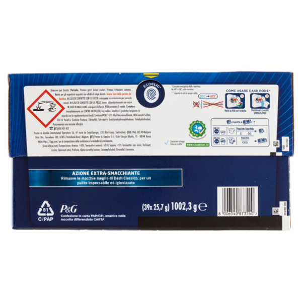 Dash Power Pods Detersivo Lavatrice In Capsule, Azione Extra-Smacchiante, 39 Lavaggi 1002,3 g