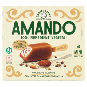 Sammontana Amando 6 Mini Stecchi Gelato Vaniglia, Variegato Al Caffè Con Copertura Al Caffè 6 x 41 g