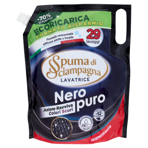 Spuma di Sciampagna Lavatrice Nero puro Ecoricarica 1305 ml