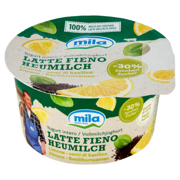 mila Yogurt intero Latte Fieno Limone - semi di basilico 150 g