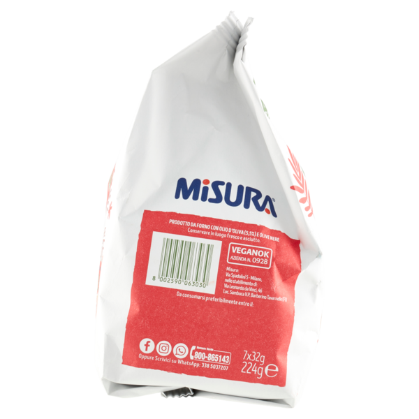 Misura Natura Ricca Snack Croccanti con Grano soffiato e Olive nere 7 x 32 g