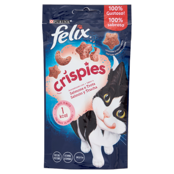 FELIX Crispies Snacks Aromatizzato con Salmone e Trota 45 g