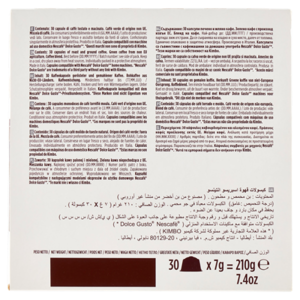 Kimbo Espresso Intenso Capsule Compatibili con le Macchine Nescafé Dolce Gusto* 30 x 7 g