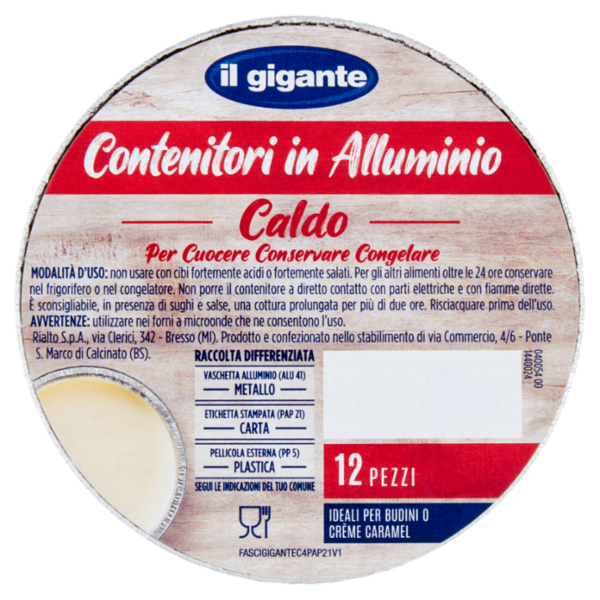 IL GIGANTE Contenitori in Alluminio Caldo 12 pz