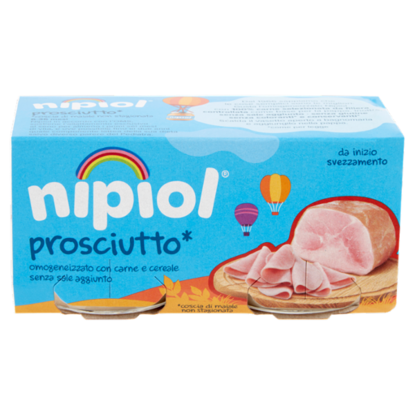 nipiol prosciutto* omogeneizzato con carne e cereale 2 x 80 g