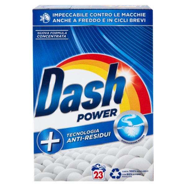 Dash Power Detersivo Lavatrice in Polvere, Tecnologia Anti-Residui, 23 Lavaggi 1150 g