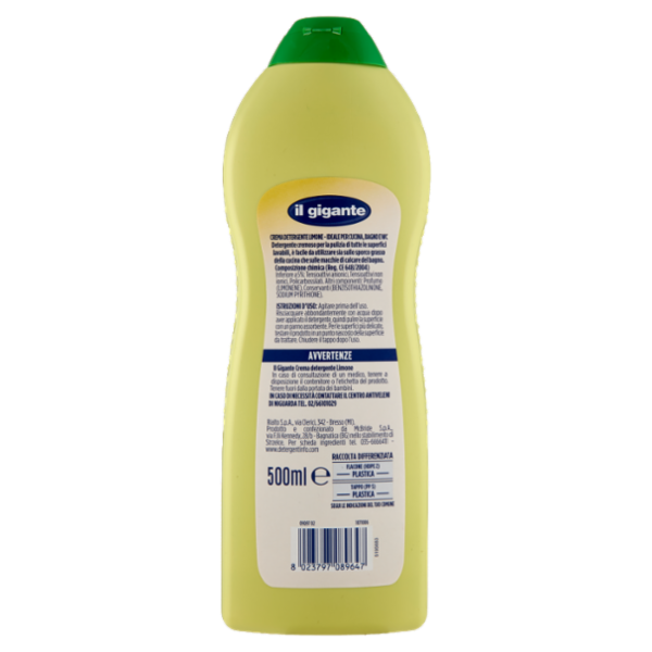 IL GIGANTE Crema Detergente Limone con Micro-particelle 500 ml