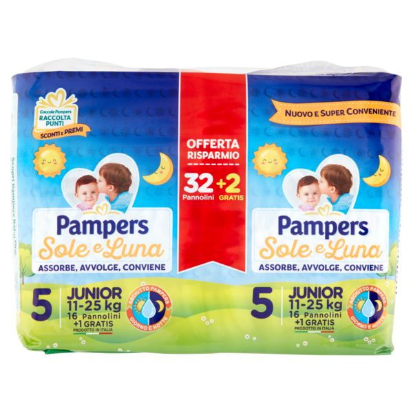 Pampers Sole e Luna 5 Junior 32 + 2 pz